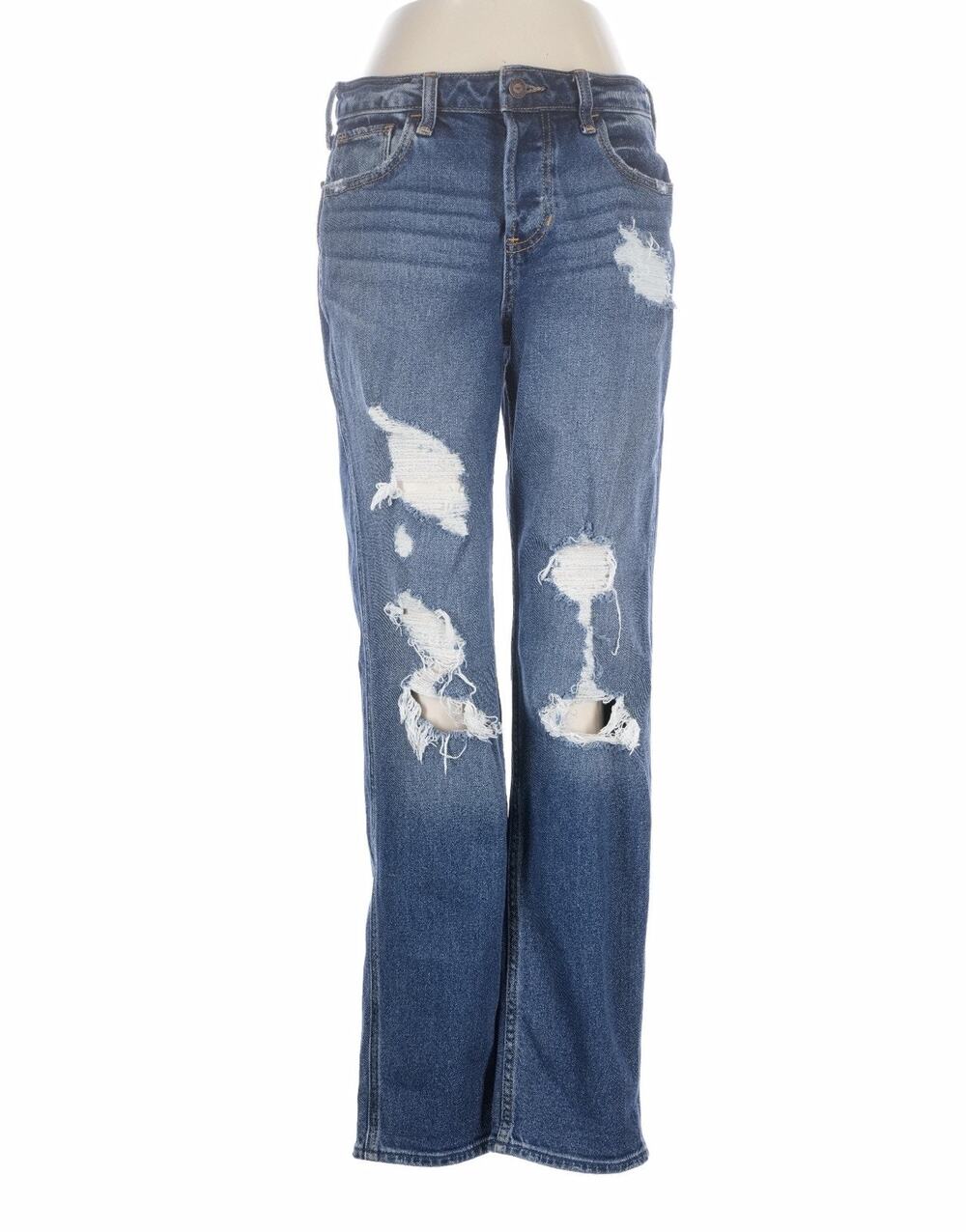 Hollister Womens Low Rise Crop Boyfriend Jeans Destroyed Distressed W27 L28 5L
